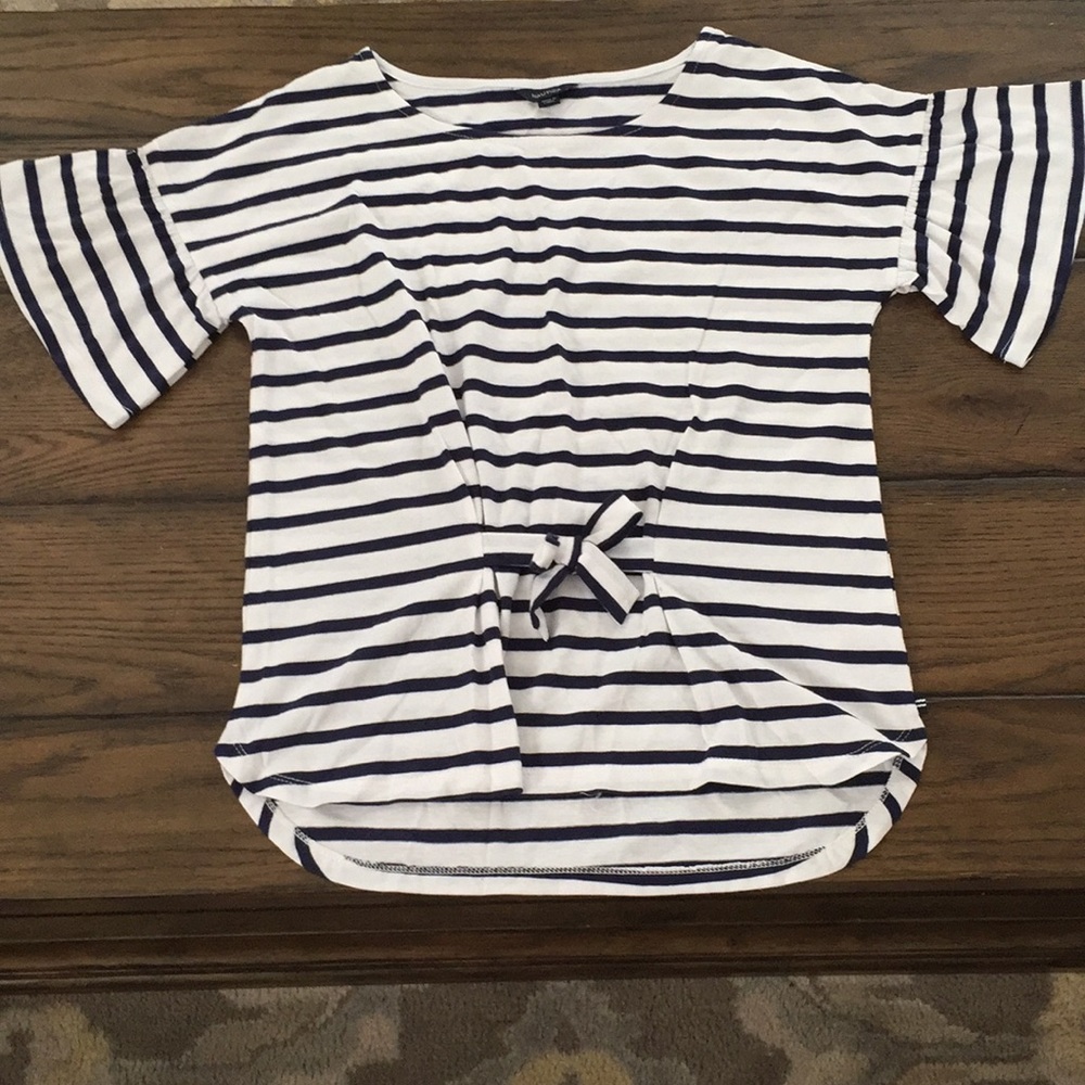 Nautica striped blue & white cotton top